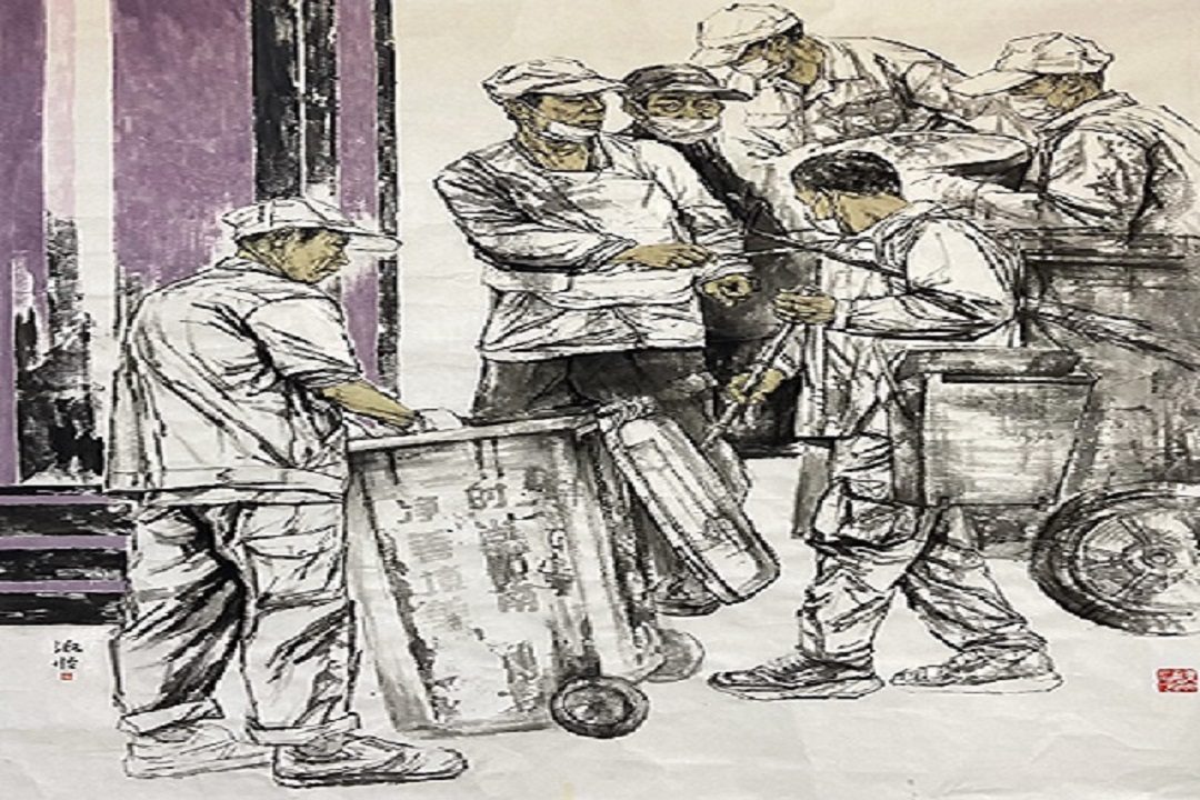 青岛大学美术学院毕业作品|国画-《城市美容师》-创作者 彭淑怡 -指导老师 李国柱