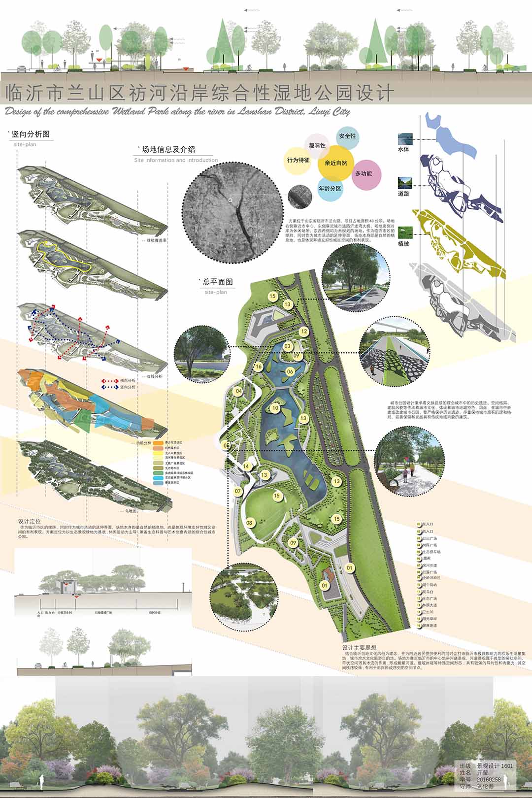 青岛农业大学 | 景观设计方向 | 《山东临沂·祊河沿岸综合性湿地公园设计》创作者：亓莹  指导老师：刘伦源